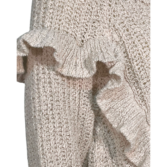 3-FOR-$30 Express Sz S Chunky Knit Pullover Sweater Cowl Neck Ruffle Accent Pink - Picture 5 of 10